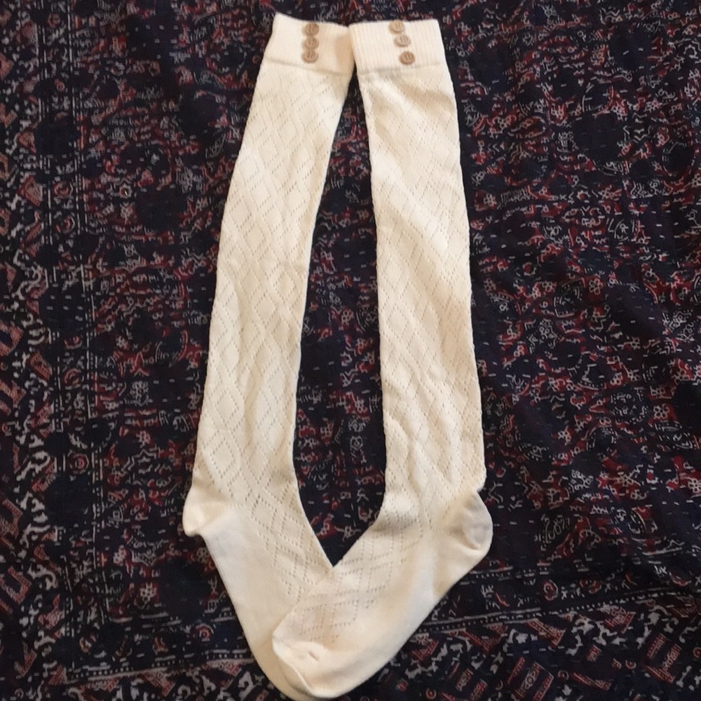 NWOT Pact White Cotton Knee Socks